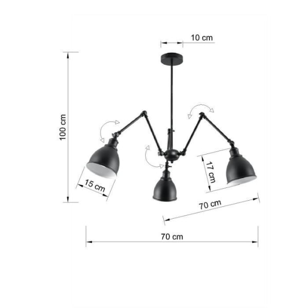 STARK SHADE 3 Loftslys Moderne Loft Design til Soveværelse Stue Trapper Korridor - Sort