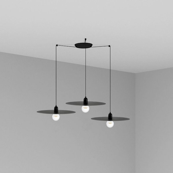 Plafondslampa - FARO - PLAT - Svart - E27 - 3 glödlampor - Stål GRÅ