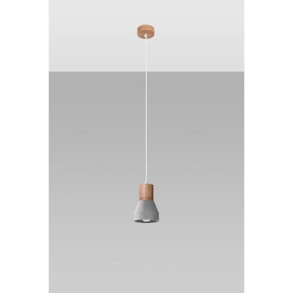 Sollux Lighting Qubic Dome Pendel Taklampa Betonggrå, Naturträ