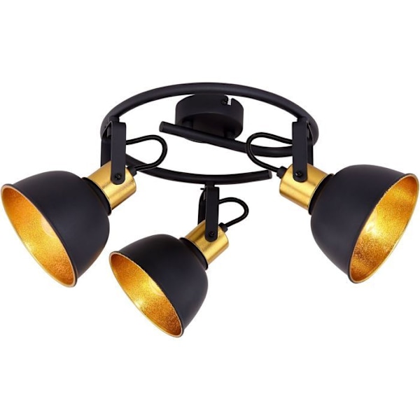 Loftslampe, rundel, sort guld, justerbar, FILLO