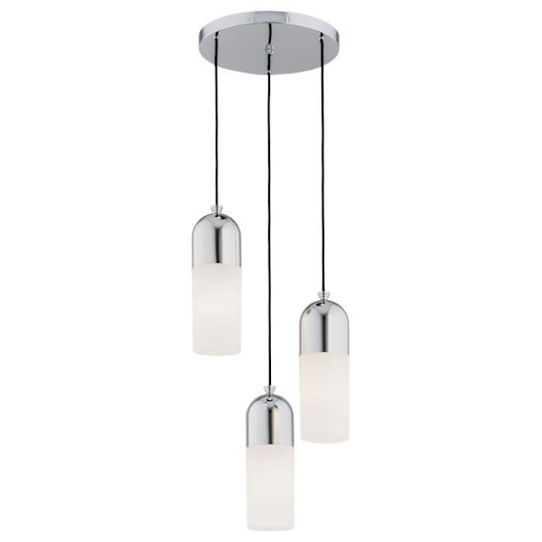 Hängande plafondlampa - Argon - BURGOS - 3 ljuskällor - Matt opal - Krom - Modern design