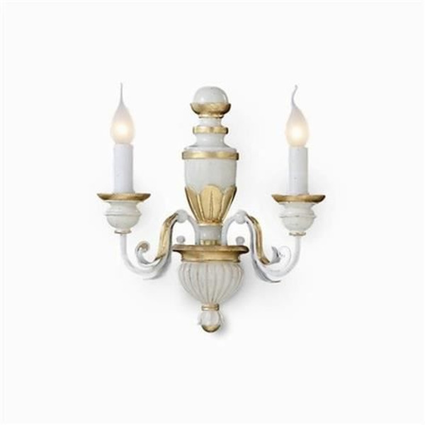 Ideal Lux Firenze AP2, Yta, 2 glödlampor, E14, IP20, Guld, Vit