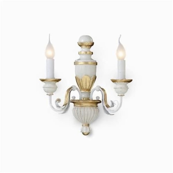 Ideal Lux Firenze AP2, Yta, 2 glödlampor, E14, IP20, Guld, Vit Guld, Vit