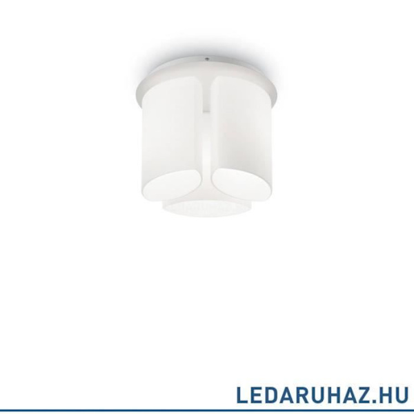 Loftslampe - IDEAL LUX - ALMOND PL3 - Metal og glas - Hvid - Ø 40 x H 31,5 cm