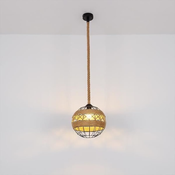 Pendellampe, hamperov, kugle, sort, H 120 cm, ULLEU