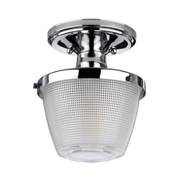 Elstead Dublin 1 Light Semi-loftslampe, poleret krom, IP44, E27