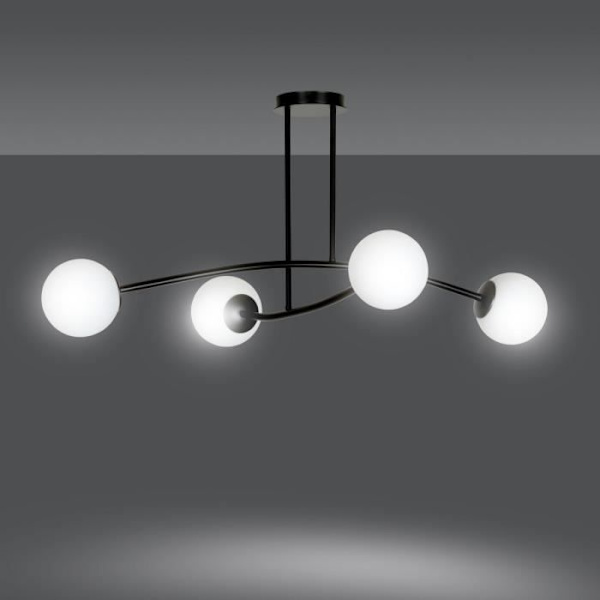 Emibig HALLDOR Halldor Globe Taklampa Svart med vit glasskärm, 4x E14