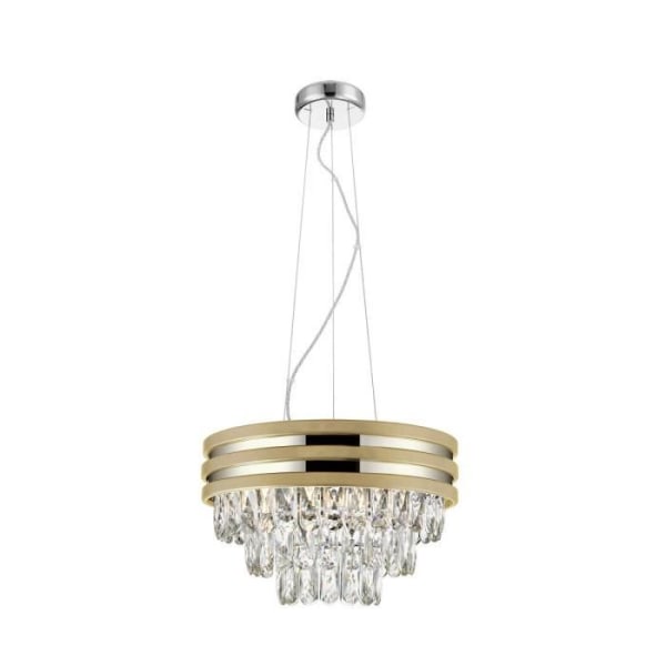 Zumaline NAICA Crystal Pendel Loftslampe, Matt Guld, Transparent, 4x E14