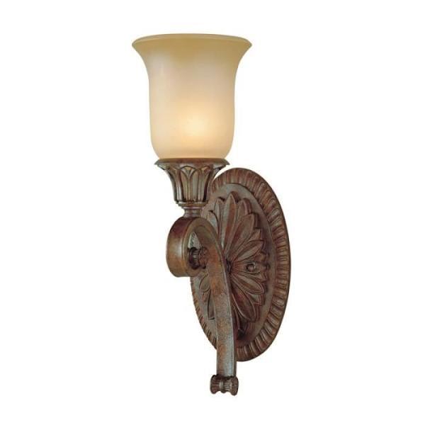 Væglampe - Stirling Castle - 46 cm - Bronze - Glas - 1 pære E27 60W