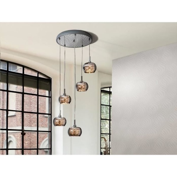 Schuller Ari 5-Light Spiral Crystal Tak Pendellampa, Krom - 193364