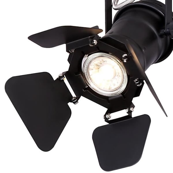 Taklampa - EGON - Längd 54 cm - Svart metall - GU10 - Modern design Svart