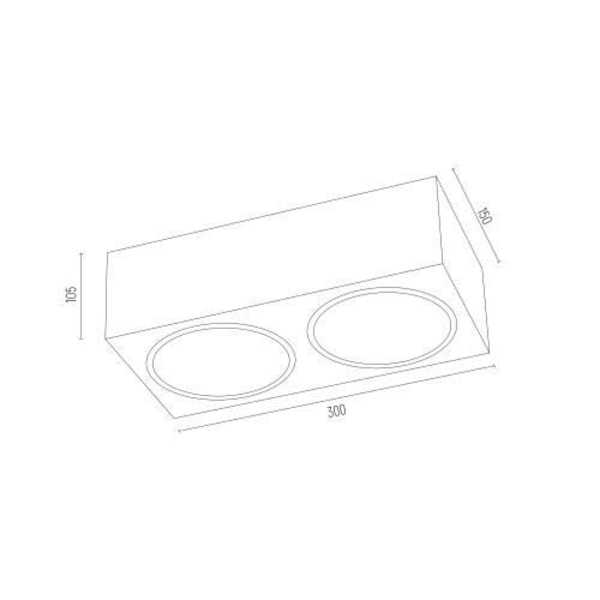 Dobbelt overflademonteret downlight Argon RODOS Plus GU10 - sort struktur - 2 lamper - 12W