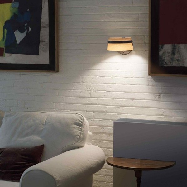 LED væglampe - FARO - LOOP - Sort - 2700K - Moderne design - Interiør Sort, Træ