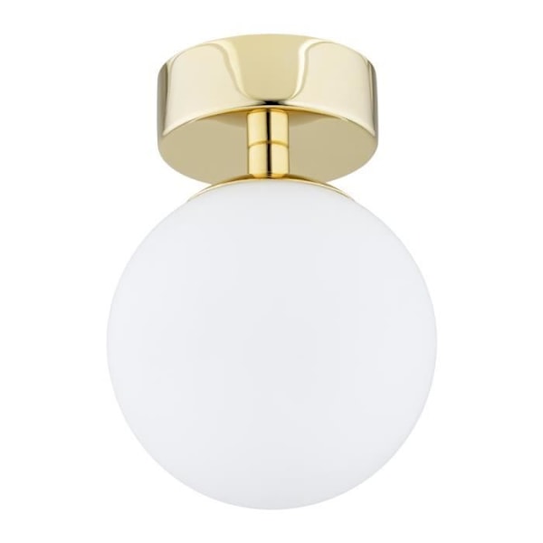 Plafonnier - Argon - FLAVIO - Globe Messing Stål - Mat Opal Glas - IP44