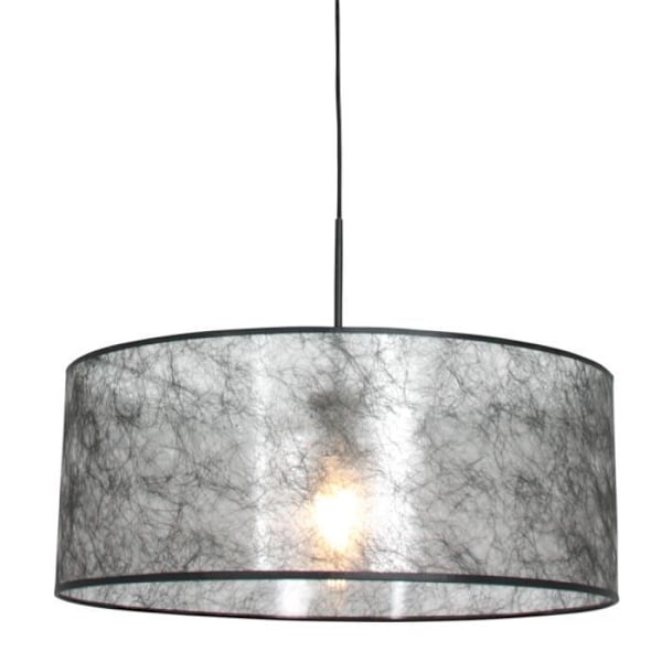 Sienna Sparkle Light Cylindrical Pendel Taklampa Matt Svart, Grå lampskärm