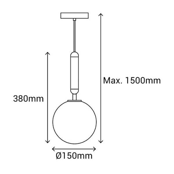 Ophæng 1XG9 D150 Glaskugle Trans-NG MUSA Svart, klar