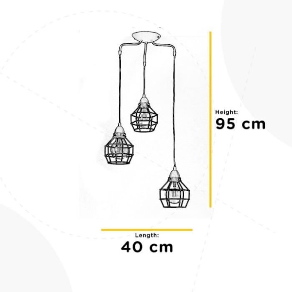 Loft lampe - Onli - Spider - 3 lys - Metal - Sort - Moderne design