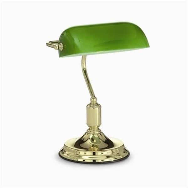 Ideal Lux LAWYER TL1, messing, grøn, glas, metal, soveværelse, arbejdsværelse, IP20, E27, 1 pære(r) Messing, Grøn
