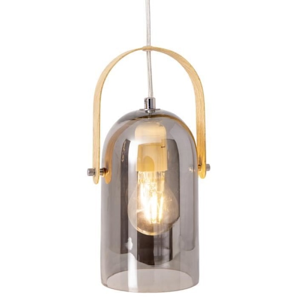 VIDRIO taklampa i guldmetall och svart rökt glas