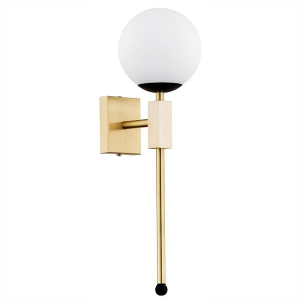 Vägglampa - Argon - MEGAN - Opal Matt - Borstad Messing - Svart - E14