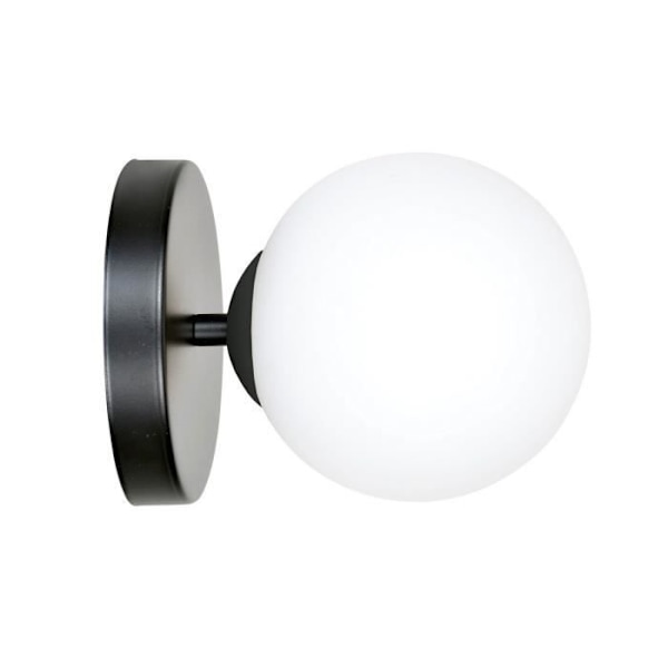 Emibig BIOR Sort globe væglampe med hvid glasskærm, 1x E14