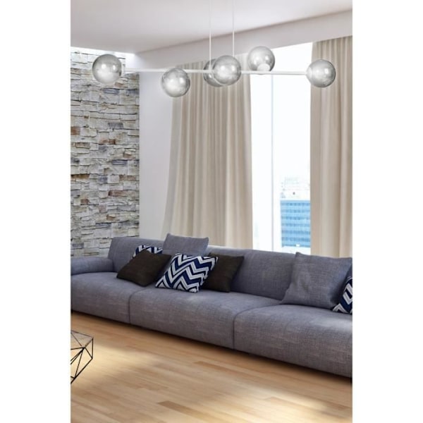 Emibig ROSSI Rossi Globe taklampa vit med skärm i grafitglas, 6x E14