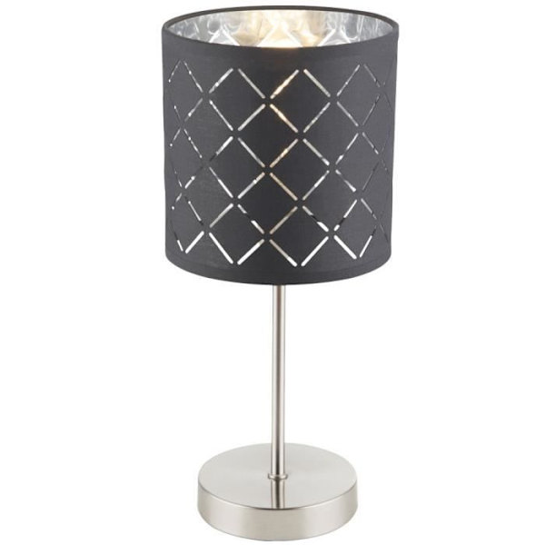 Bordslampa - KIDAL - Grå-silver - Textil - Nickel - Nutida Silvergrå