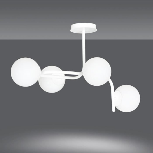 Emibig KALF Taklampa Kalf Globe V1 vit med vit glasskärm, 4x E14