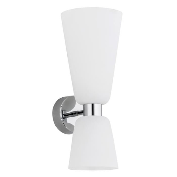 Vägglampa - Argon - RENO - Opal Matt - Krom - E14 - 2 Glödlampor