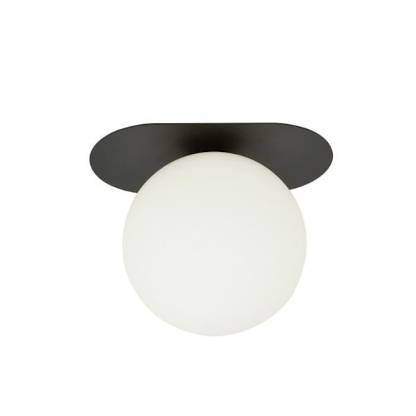 Emibig PLAZA Plaza sort globe-loftslampe med hvid glasskærm, 1x E14