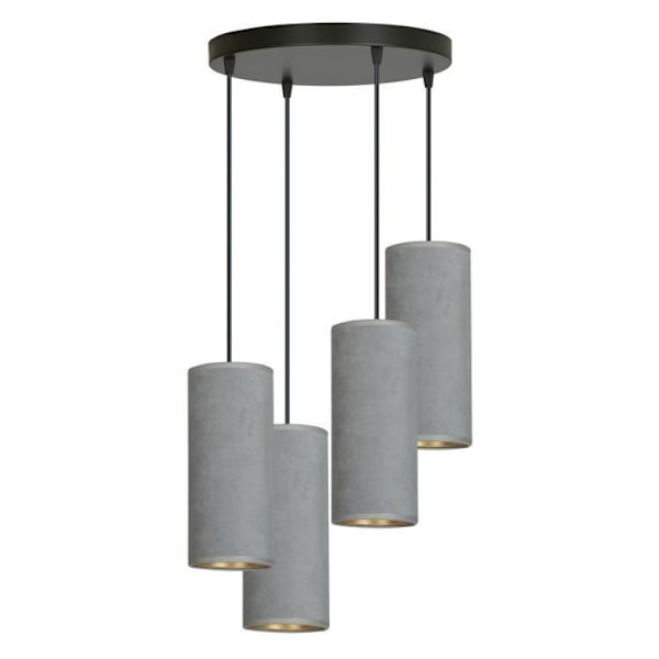 Emibig BENTE Sort nedhængt loftslampe med grå stoflampeskærm - 4x E14
