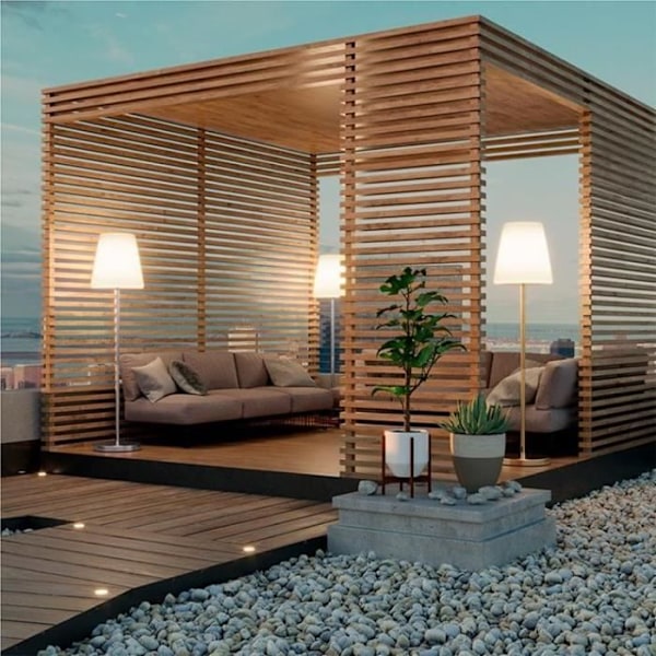 Solarlampan LED utomhus uppladdningsbar Lola Slim - New Garden - Mässing - H180cm Mässing