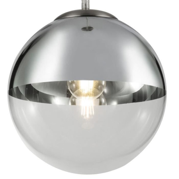 Taklampa - VARUS - Glaskula - D 25 cm - Krom - Höjd 120 cm