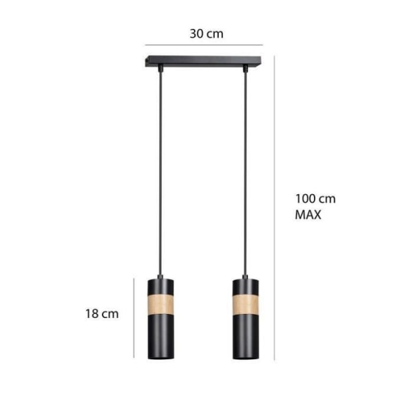 Emibig Akari 2 Svart 2-Ljus Pendellampa, Svart - 732-2