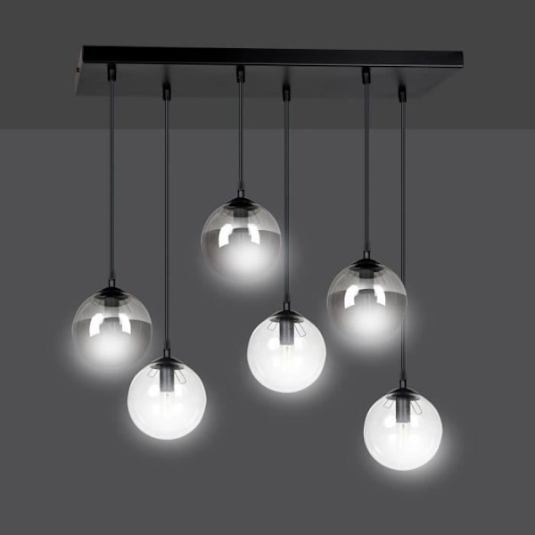 Emibig COSMO Globe Cluster taklampa svart med klarglas och grafit lampskärm, 6x E14