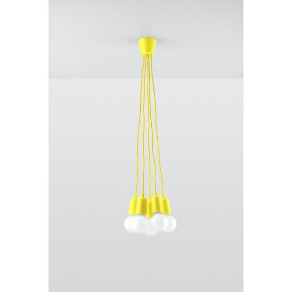 Modern gul LED-pendellampa - SOLLUX - DIEGO 5 - 5 E27-lampor - 60W - 25x100cm