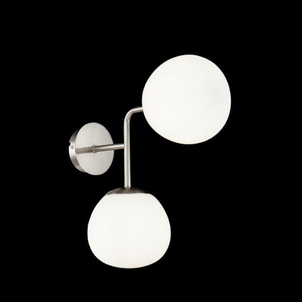 Applikation Vägglampa Maytoni 2 lampor, Modern, Art Deco, i metall färg Nickel, 2 taklampor i vitt glas 2 x E14 excl 40w 220v