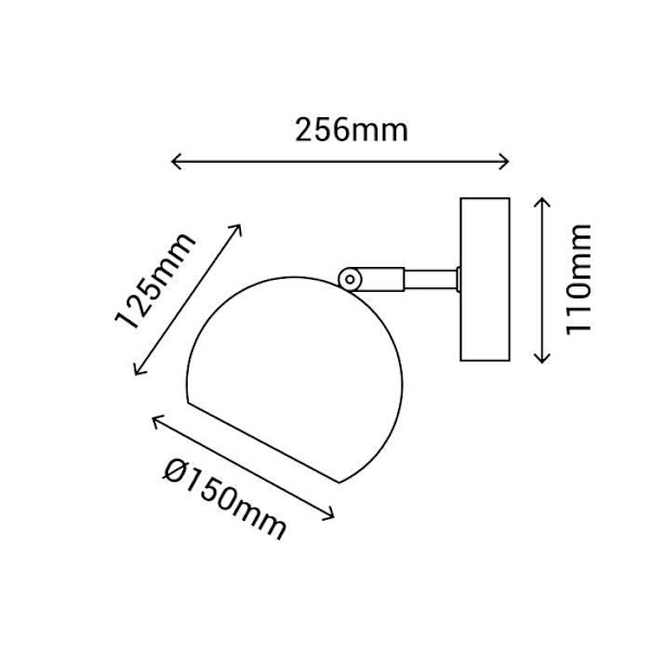 Væglampe 1XE27 ORBIT D150 BL Metal