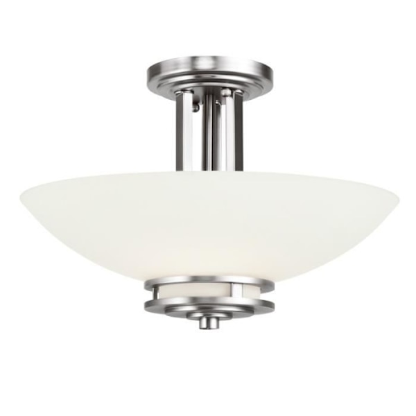 Hendrick halvtakslampa, polerad krom, opalglas, 3 lysdioder