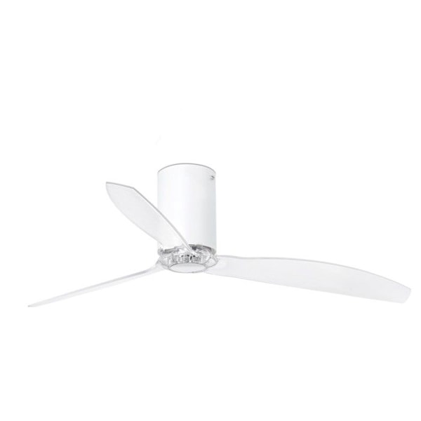 Loft ventilator - FARO - Mini Tube - 128 cm - 6 hastigheder - Mat hvid transparent Matt vit, Transparent