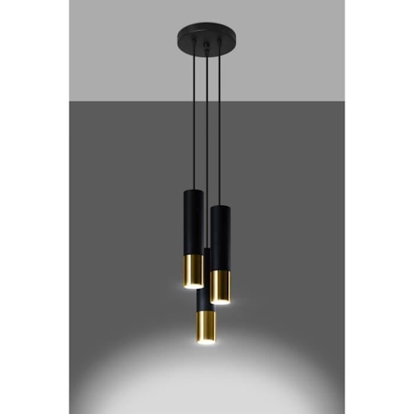 LOOPEZ Pendel 3P GU10 LED Modern Loft BOHO Design Korridor -Sort/Guld