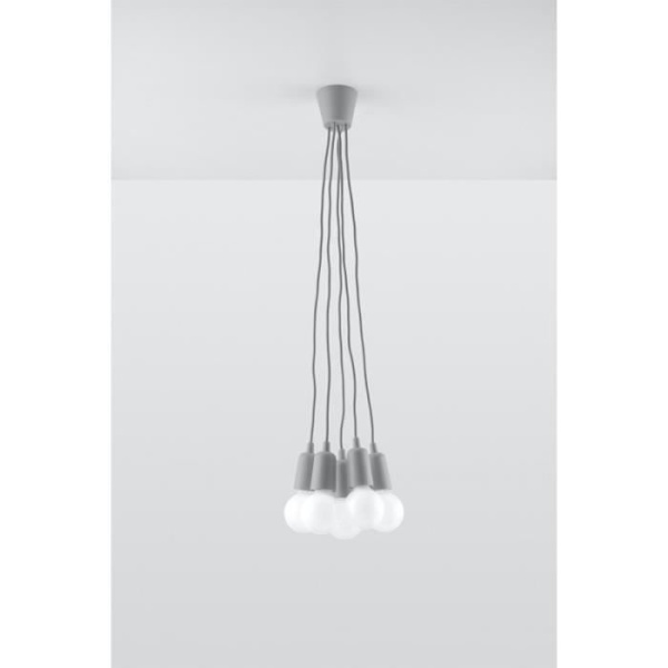 DIEGO 3 E27 LED Pendel Modern Loft BOHO Design Corridor - Grå - SOLLUX
