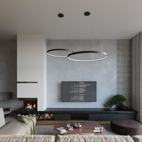 Sollux Lighting Rio Integreret LED Ring Pendel Loftslampe, Sort, 4000K, 3870lm