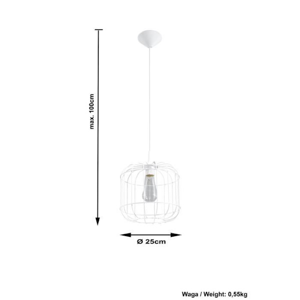 CELTA E27 LED Pendellampa Modern Loft Boho Design Corridor - SOLLUX - Vit - 1 glödlampa - 60W