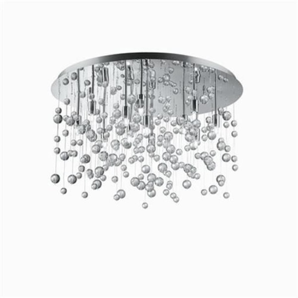 Ideal Lux NEVE PL12, Soveværelse, Børneværelse, Spisestue, Stue, Krom, IP20, Overflade, Rund, Glas, Metal