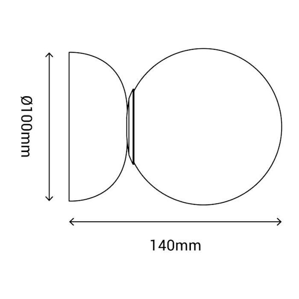Væglampe 1XG9 D100 Beton BL-Opal Glas CRETA Vit, Vit