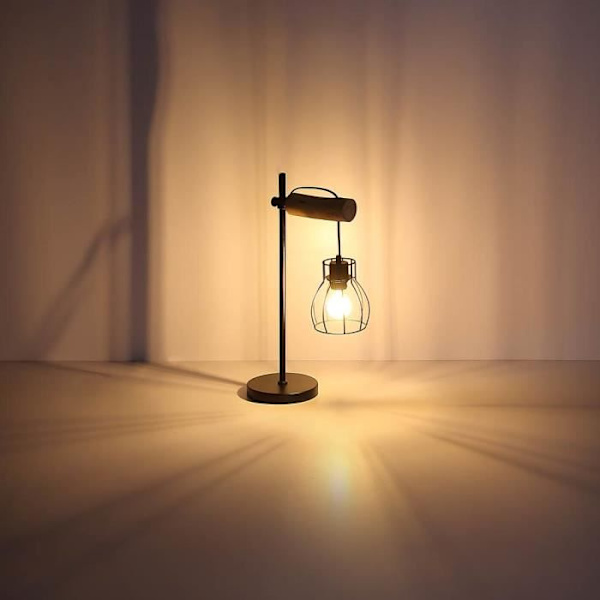 Bordlampe i metal, træ, variabel højde, H 55 cm, MINA