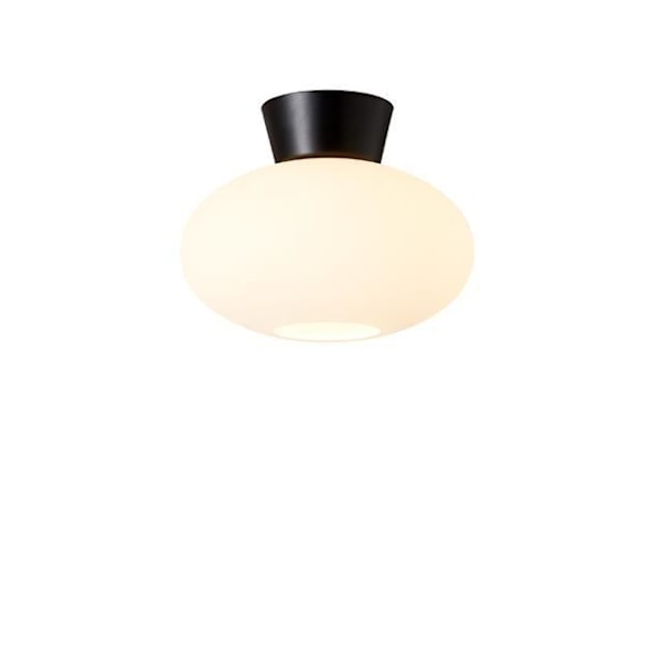 Bullo Loftlampe Globe Flad Sort, Opal Glas 1x E27