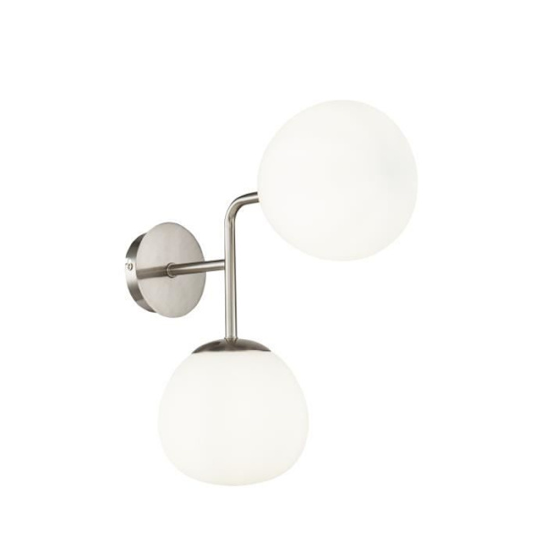 Applikation Vägglampa Maytoni 2 lampor, Modern, Art Deco, i metall färg Nickel, 2 taklampor i vitt glas 2 x E14 excl 40w 220v