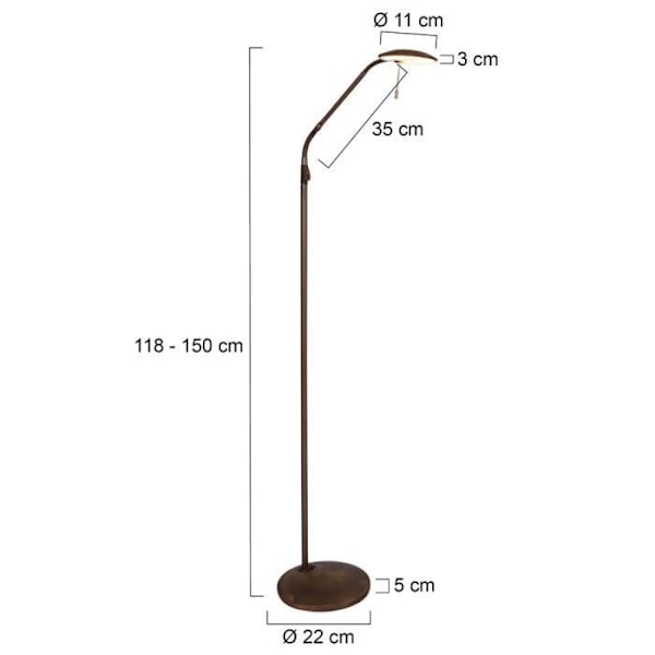 LED læselys - SIENNA - Zenith - Børstet bronze - 150 cm - 700 lm Borstad brons